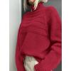 imagePRETTYGARDEN Womens Turtleneck Sweaters 2026 Fall Chunky Knit Pullover Long Sleeve Jumper Tops Trendy Winter ClothesRed