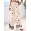 imagePRETTYGARDEN Womens Wide Leg Palazzo Pants 2026 Summer Boho Floral Trousers Spring Flowy Beach Vacation Clothes Resort WearApricot Black