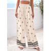 imagePRETTYGARDEN Womens Wide Leg Palazzo Pants 2026 Summer Boho Floral Trousers Spring Flowy Beach Vacation Clothes Resort WearApricot Black