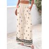 imagePRETTYGARDEN Womens Wide Leg Palazzo Pants 2026 Summer Boho Floral Trousers Spring Flowy Beach Vacation Clothes Resort WearApricot Black