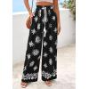 imagePRETTYGARDEN Womens Wide Leg Palazzo Pants 2026 Summer Boho Floral Trousers Spring Flowy Beach Vacation Clothes Resort WearBlack