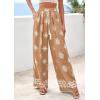 imagePRETTYGARDEN Womens Wide Leg Palazzo Pants 2026 Summer Boho Floral Trousers Spring Flowy Beach Vacation Clothes Resort WearKhaki