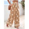 imagePRETTYGARDEN Womens Wide Leg Palazzo Pants 2026 Summer Boho Floral Trousers Spring Flowy Beach Vacation Clothes Resort WearKhaki