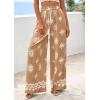 imagePRETTYGARDEN Womens Wide Leg Palazzo Pants 2026 Summer Boho Floral Trousers Spring Flowy Beach Vacation Clothes Resort WearKhaki