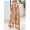 imagePRETTYGARDEN Womens Wide Leg Palazzo Pants 2026 Summer Boho Floral Trousers Spring Flowy Beach Vacation Clothes Resort WearKhaki