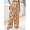imagePRETTYGARDEN Womens Wide Leg Palazzo Pants 2026 Summer Boho Floral Trousers Spring Flowy Beach Vacation Clothes Resort WearKhaki