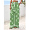 imagePRETTYGARDEN Womens Wide Leg Palazzo Pants 2026 Summer Boho Floral Trousers Spring Flowy Beach Vacation Clothes Resort WearLight Green