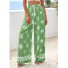 imagePRETTYGARDEN Womens Wide Leg Palazzo Pants 2026 Summer Boho Floral Trousers Spring Flowy Beach Vacation Clothes Resort WearLight Green