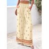 imagePRETTYGARDEN Womens Wide Leg Palazzo Pants 2026 Summer Boho Floral Trousers Spring Flowy Beach Vacation Clothes Resort WearLight Yellow Brick Red