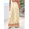imagePRETTYGARDEN Womens Wide Leg Palazzo Pants 2026 Summer Boho Floral Trousers Spring Flowy Beach Vacation Clothes Resort WearLight Yellow Brick Red