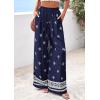 imagePRETTYGARDEN Womens Wide Leg Palazzo Pants 2026 Summer Boho Floral Trousers Spring Flowy Beach Vacation Clothes Resort WearNavy Blue
