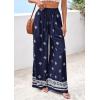 imagePRETTYGARDEN Womens Wide Leg Palazzo Pants 2026 Summer Boho Floral Trousers Spring Flowy Beach Vacation Clothes Resort WearNavy Blue