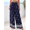 imagePRETTYGARDEN Womens Wide Leg Palazzo Pants 2026 Summer Boho Floral Trousers Spring Flowy Beach Vacation Clothes Resort WearNavy Blue