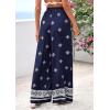 imagePRETTYGARDEN Womens Wide Leg Palazzo Pants 2026 Summer Boho Floral Trousers Spring Flowy Beach Vacation Clothes Resort WearNavy Blue