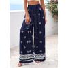 imagePRETTYGARDEN Womens Wide Leg Palazzo Pants 2026 Summer Boho Floral Trousers Spring Flowy Beach Vacation Clothes Resort WearNavy Blue