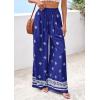 imagePRETTYGARDEN Womens Wide Leg Palazzo Pants 2026 Summer Boho Floral Trousers Spring Flowy Beach Vacation Clothes Resort WearRoyal Blue