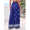 imagePRETTYGARDEN Womens Wide Leg Palazzo Pants 2026 Summer Boho Floral Trousers Spring Flowy Beach Vacation Clothes Resort WearRoyal Blue