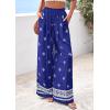 imagePRETTYGARDEN Womens Wide Leg Palazzo Pants 2026 Summer Boho Floral Trousers Spring Flowy Beach Vacation Clothes Resort WearRoyal Blue
