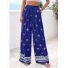 imagePRETTYGARDEN Womens Wide Leg Palazzo Pants 2026 Summer Boho Floral Trousers Spring Flowy Beach Vacation Clothes Resort WearRoyal Blue