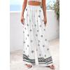 imagePRETTYGARDEN Womens Wide Leg Palazzo Pants 2026 Summer Boho Floral Trousers Spring Flowy Beach Vacation Clothes Resort WearWhite Black