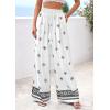 imagePRETTYGARDEN Womens Wide Leg Palazzo Pants 2026 Summer Boho Floral Trousers Spring Flowy Beach Vacation Clothes Resort WearWhite Black
