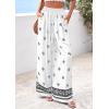 imagePRETTYGARDEN Womens Wide Leg Palazzo Pants 2026 Summer Boho Floral Trousers Spring Flowy Beach Vacation Clothes Resort WearWhite Black