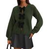 imagePRETTYGARDEN Cardigan Sweaters for Women Fall Fashion 2026 Bow Tie Front Long Sleeve Knit Sweater Tops Cute Winter ClothesArmy Green
