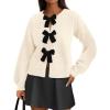 imagePRETTYGARDEN Cardigan Sweaters for Women Fall Fashion 2026 Bow Tie Front Long Sleeve Knit Sweater Tops Cute Winter ClothesBeige
