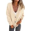 imagePRETTYGARDEN Cardigan Sweaters for Women Trendy Fall 2026 Long Sleeve Button Down Oversized Chunky Knit Sweater OuterwearBeige