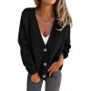 imagePRETTYGARDEN Cardigan Sweaters for Women Trendy Fall 2026 Long Sleeve Button Down Oversized Chunky Knit Sweater OuterwearBlack