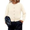 imagePRETTYGARDEN Cardigan for Women 2026 Fall Fashion Long Sleeve Trendy Button Down Work Office Sweaters Cute Winter JacketBeige