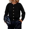 imagePRETTYGARDEN Cardigan for Women 2026 Fall Fashion Long Sleeve Trendy Button Down Work Office Sweaters Cute Winter JacketBlack