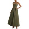 imagePRETTYGARDEN Cocktail Dresses for Women 2026 Spring Elegant Ruffle A Line Long Flowy Summer Formal Wedding Guest Maxi DressArmy Green