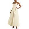 imagePRETTYGARDEN Cocktail Dresses for Women 2026 Spring Elegant Ruffle A Line Long Flowy Summer Formal Wedding Guest Maxi DressBeige
