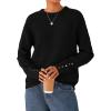 imagePRETTYGARDEN Fall Sweaters for Women 2026 Cozy Casual Crewneck Pullover Button Long Sleeve Knit Tops Winter Fashion ClothingBlack