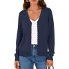 imagePRETTYGARDEN Lightweight Cardigans for Women Trendy Cozy Fall Fashion Long Sleeve Button V Neck Soft Knit Spring Sweater TopsNavy Blue