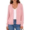 imagePRETTYGARDEN Lightweight Cardigans for Women Trendy Cozy Fall Fashion Long Sleeve Button V Neck Soft Knit Spring Sweater TopsPink