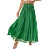 imagePRETTYGARDEN Long Skirts for Women Summer Vacation Outfits 2026 Spring Chiffon Elastic Waist Flowy ALine Pleated Midi SkirtGreen