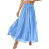 imagePRETTYGARDEN Long Skirts for Women Summer Vacation Outfits 2026 Spring Chiffon Elastic Waist Flowy ALine Pleated Midi SkirtLight Blue