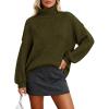 imagePRETTYGARDEN Oversized Sweaters for Women Fall Clothes 2026 Long Sleeve Mock Neck Tops Chunky Knit Pullover Winter ClothingArmy Green