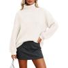 imagePRETTYGARDEN Oversized Sweaters for Women Fall Clothes 2026 Long Sleeve Mock Neck Tops Chunky Knit Pullover Winter ClothingWhite