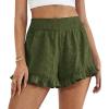 imagePRETTYGARDEN Shorts for Women Summer 2026 Beach Vacation Clothes Spring Elastic Waist Embroidered Ruffle Shorts with PocketsArmy Green