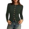 imagePRETTYGARDEN Womens 2026 Fall Cardigan Sweaters Lightweight Long Sleeve Button up Ribbed Knit Tops Winter Fashion ClothesArmy Green