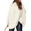 imagePRETTYGARDEN Womens 2026 Fall Turtleneck Oversized Sweaters Long Sleeve Chunky Knit Pullover Tops Winter Fashion ClothesWhite