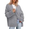 imagePRETTYGARDEN Womens 2026 Oversized Cardigan Sweaters Trendy Chunky Knit Long Sleeve V Neck Button Down Fall Winter OutfitsGrey
