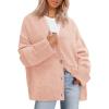imagePRETTYGARDEN Womens 2026 Oversized Cardigan Sweaters Trendy Chunky Knit Long Sleeve V Neck Button Down Fall Winter OutfitsPink