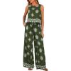 Floral Dark Green White