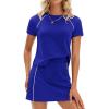 imagePRETTYGARDEN Womens 2026 Summer 2 Piece Skirt Sets Short Sleeve Shirts Tops Skorts Matching Workout Clothes Travel OutfitsRoyal Blue