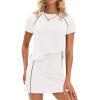 imagePRETTYGARDEN Womens 2026 Summer 2 Piece Skirt Sets Short Sleeve Shirts Tops Skorts Matching Workout Clothes Travel OutfitsWhite