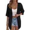 imagePRETTYGARDEN Womens Lightweight Summer Cardigans 2026 Short Sleeve Knit Crochet Coverups Spring Boho Beach Vacation ClothesBlack